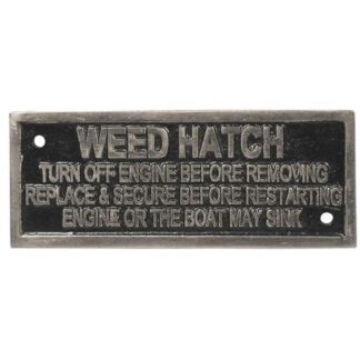 AG Weed Hatch Turn Off Engine Name Plate Chrome