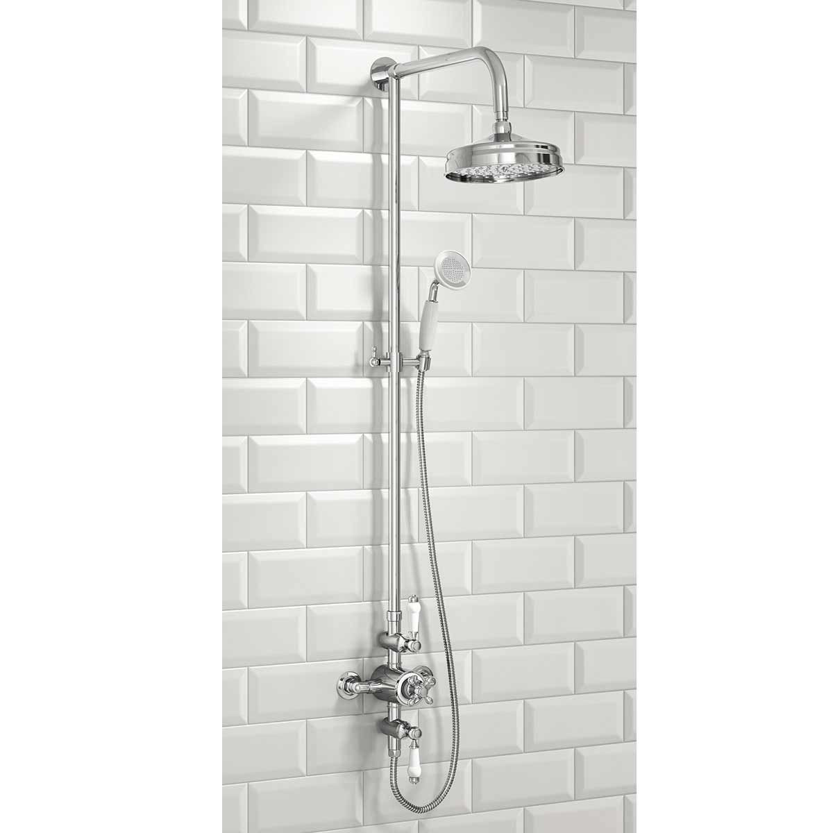 AG Traditional Rigid Riser Shower with Fixed Head & Handset in Chrome