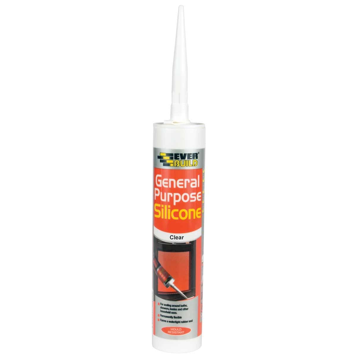 Everbuild General Purpose Silicone Sealant & Adhesive (Clear / 280ml)