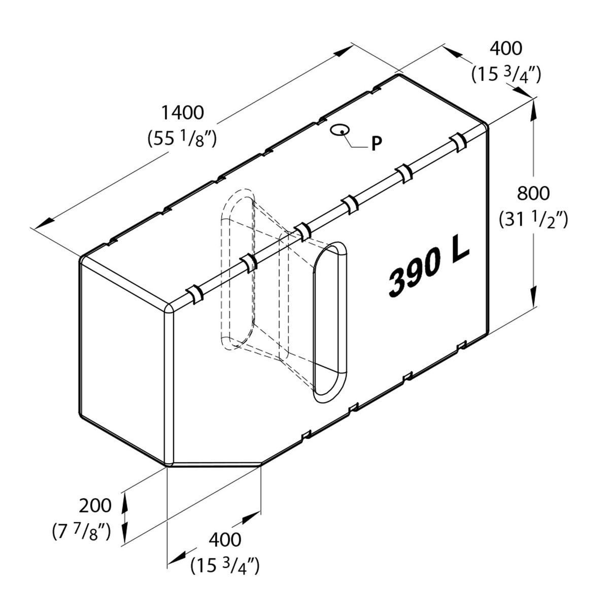 Vetus Rigid All-Purpose Tank (390 Litre / Excludes Kit)