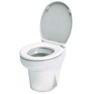 Vetus Compact Electric Toilet with Soft Close Lid and Slant Back 24V