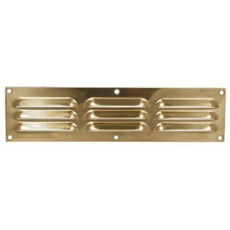 Hooded Louvre Vent Polished Brass (12" x 3")