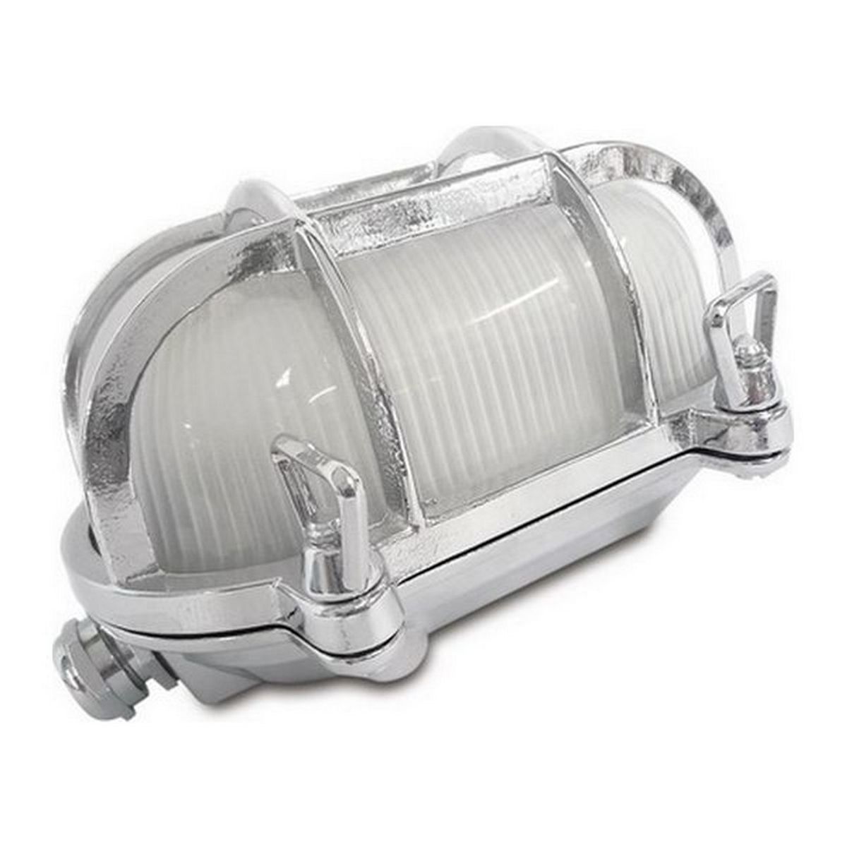 AG Oval Caged Bulkhead Light in Chrome (No Bulb)