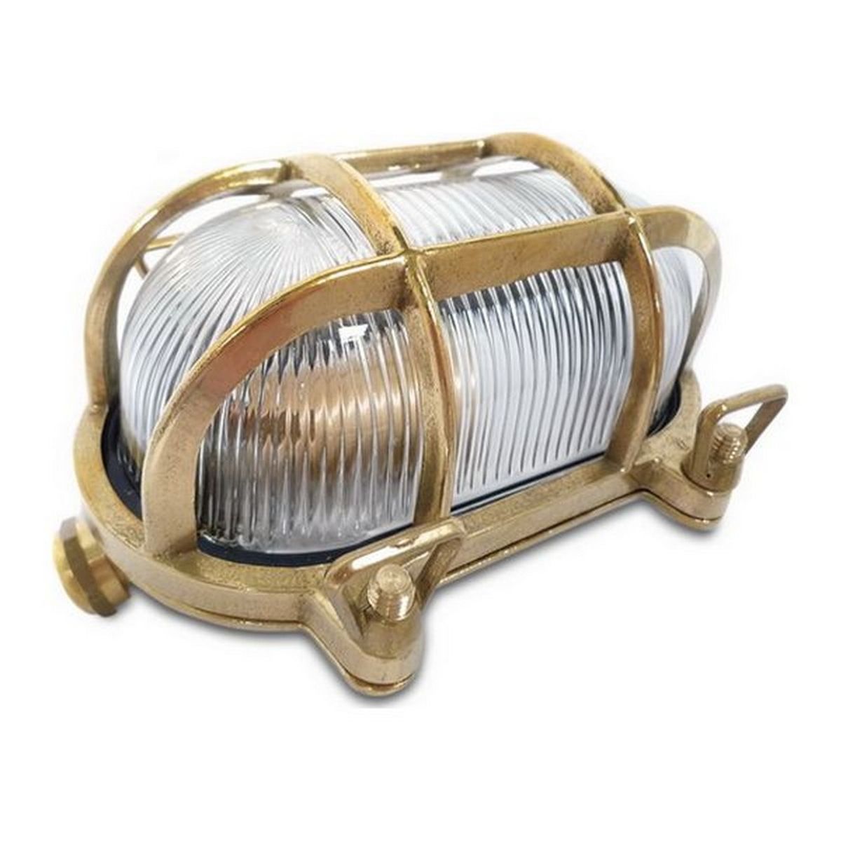 AG Oval Caged Bulkhead Light in Brass (No Bulb)