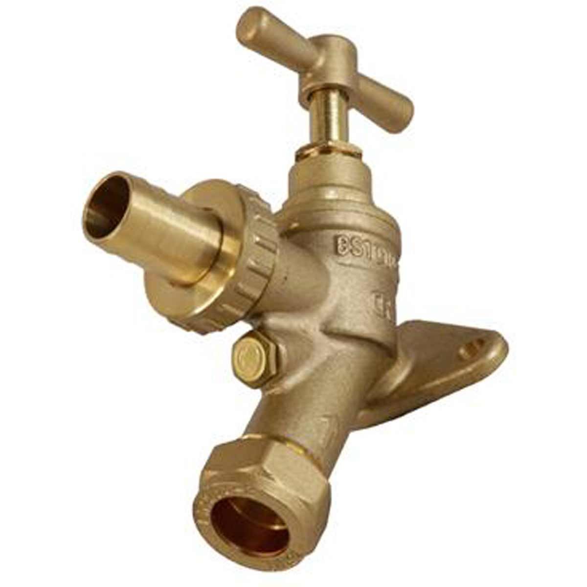 DZR Brass Outdoor Garden Tap with Wall Mount and Double Check Valve