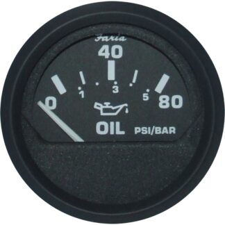 Faria Beede Oil Pressure Gauge 80PSI in Euro Black Style (US Resist)