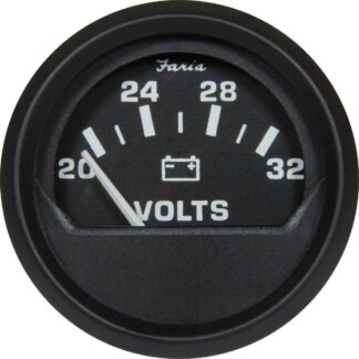 Faria Beede Voltmeter Gauge in Euro Black Style (24V)