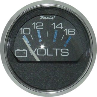 Faria Beede Voltmeter Gauge in Chesapeake SS Black Style (12V)