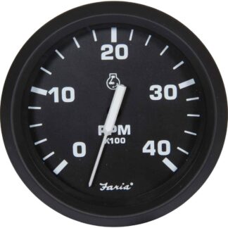 Faria Beede Tachometer in Euro Black (4000RPM / Magnetic Flywheel)