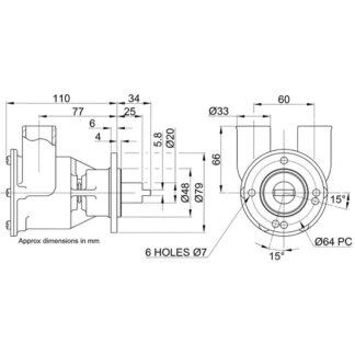 Jabsco Flange Mounted Engine Cooling Pump 23430-1601 (32mm Ports)