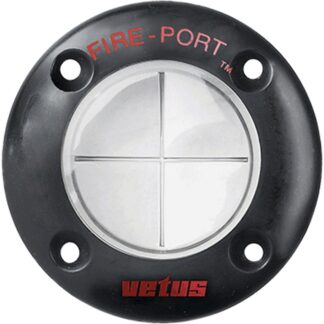 Vetus Black Fire Port with Straight Hose Adaptor (38mm Hole, 76mm OD)